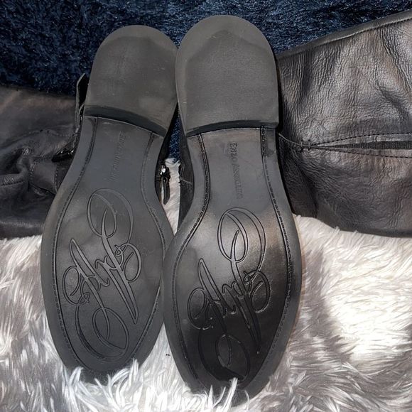 Enzo Angiolini Black Leather Tall Zip Boots Size 8 - Picture 9 of 13